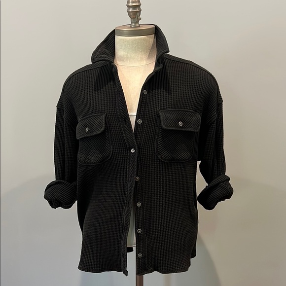 Aerie Black Button Down Shirt - Picture 1 of 10